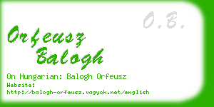 orfeusz balogh business card